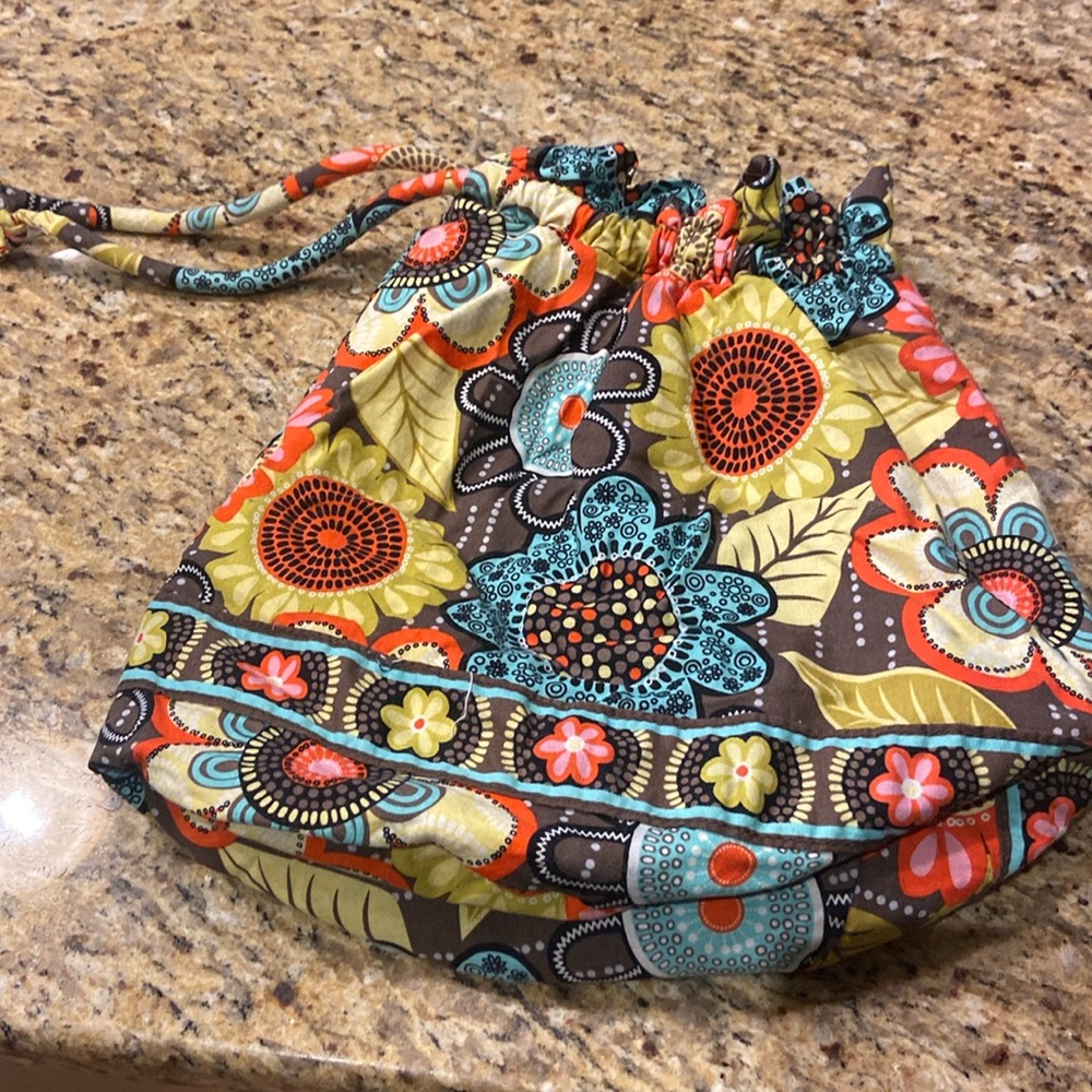 Vera Bradley Multicolor Floral Fabric drawstring  bag.  Flower Power pattern